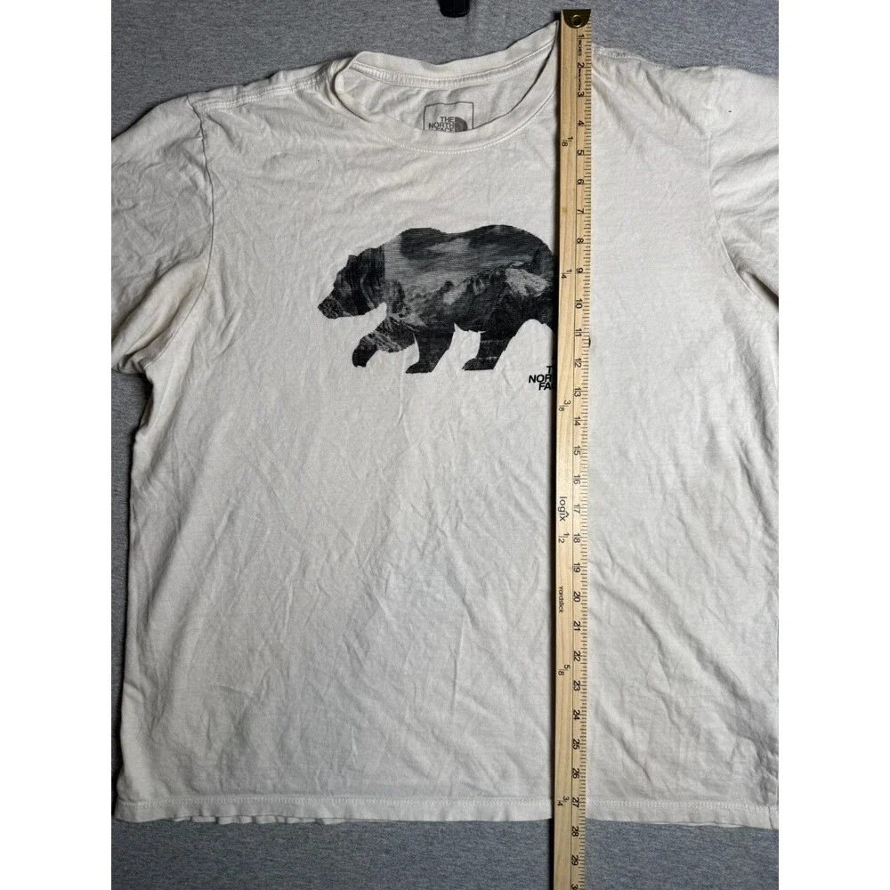 The North Face T Shirt Mens XL White Grizzly Bear Logo Graphic Tee Short Sleeve